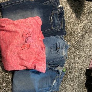 3 pairs of jeans and 1 hoodie
